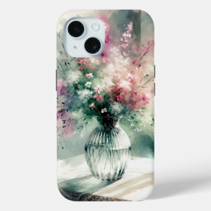 Funda Para iPhone 15 Tinta de alcoholemia para flores