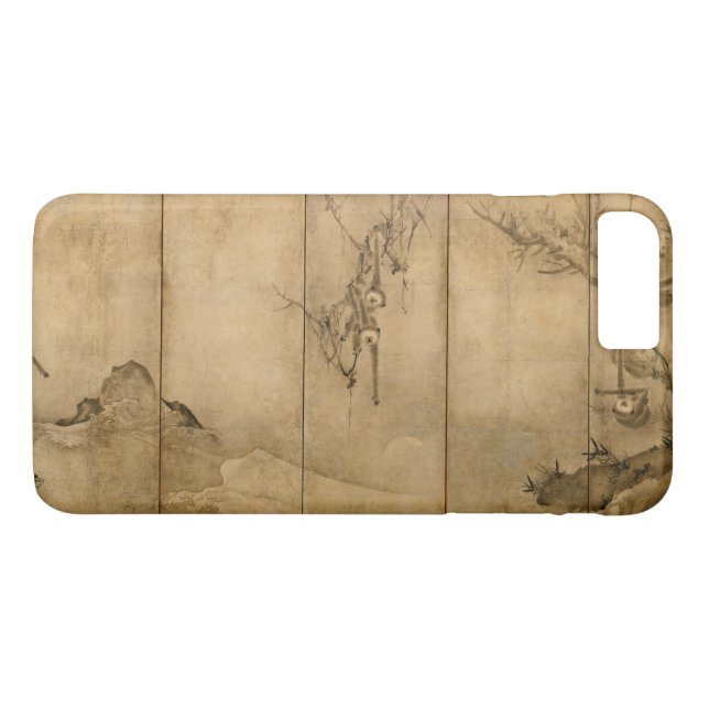 Funda De Case-Mate Para iPhone Tinta japonesa en papel Gibbons Primates y paisaje (Reverso (horizontal))