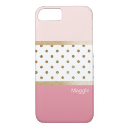 Funda Para iPhone 8/7 Tinta moderna rosa blanca y dorada