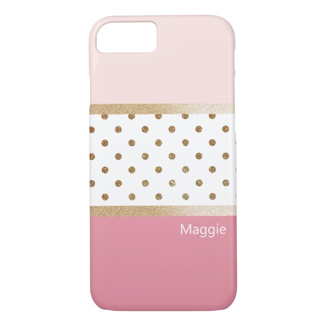 Funda De Case-Mate Para iPhone Tinta moderna rosa blanca y dorada (Reverso)