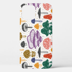 Funda Para iPhone 12 Tinta vintage de hongos del bosque Textura