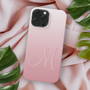 Funda Para iPhone 15 Pro Max Tinte Personalizado de Melocotón Rosa Monograma