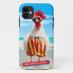 Funda Para iPhone 11 Tipo Chillin del gallo en la playa en troncos de