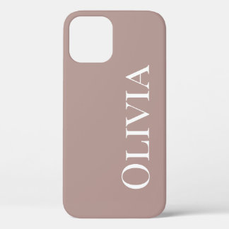 Funda Para iPhone 12 Pro Tipografía blanca moderna personalizada Taupe Mauv