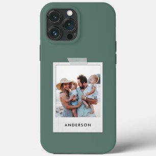 Funda Para iPhone 13 Pro Max Tipografía de collage de fotos de época verde mode