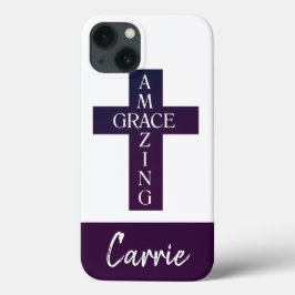 Funda Para iPhone 13 tipografía de GRACE y cruz adorables |