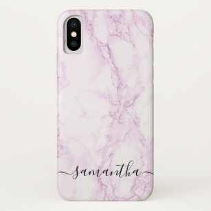 Funda Para iPhone X Tipografía de mármol rosada personalizada del