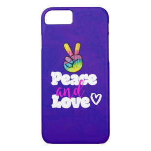 Funda Para iPhone 8/7 Tipografía de paz y amor Signo de paz en mano arco