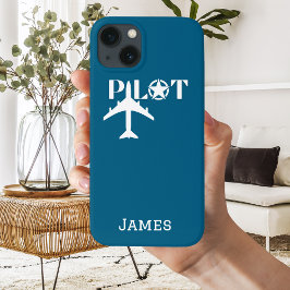 Funda Para iPhone 13 Tipografía de Piloto y Avión Minimalista Personali