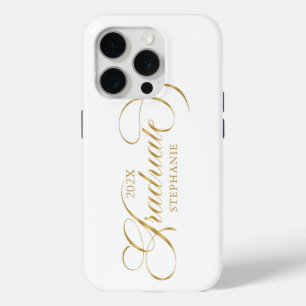 Funda Para iPhone 15 Pro Tipografía elegante de guiones de oro para graduad