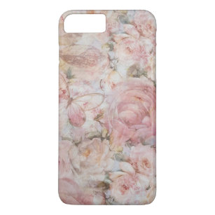 Funda Para iPhone 8 Plus/7 Plus Tipografía floral del collage rosado elegante del