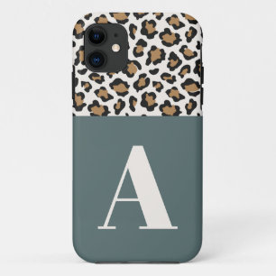 Funda Para iPhone 11 Tipografía inicial de Leopard negrita moda moderna
