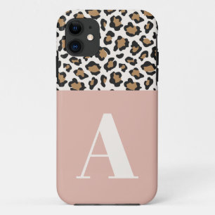 Funda Para iPhone 11 Tipografía inicial de Leopard negrita moda moderna