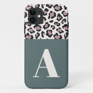 Funda Para iPhone 11 Tipografía inicial de Leopardo negrita moda moder