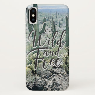 Funda Para iPhone X Tipografía libre salvaje del desierto del cactus