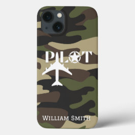 Funda Para iPhone 13 Tipografía piloto y camuflaje de aviones militares