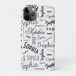 Funda Para iPhone 11 Pro Tipografía Sophia Negro Blanco