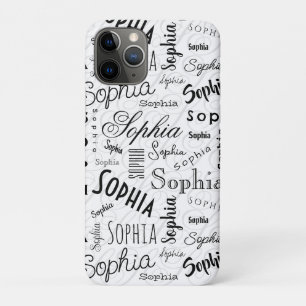 Funda Para iPhone 11 Pro Tipografía Sophia Negro Blanco