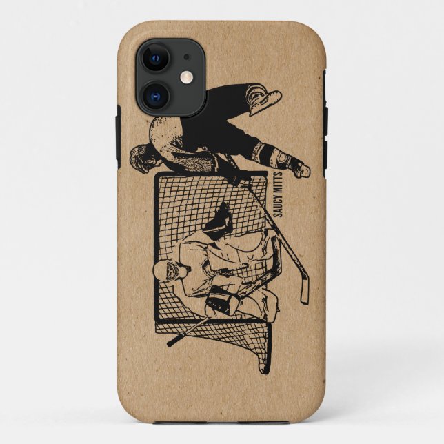 Funda De Case-Mate Para iPhone Tirado en el hockey neto (Reverso)