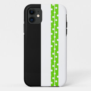 Funda Para iPhone 11 Tiras de Carreras de puntos de Polka blanco de cal