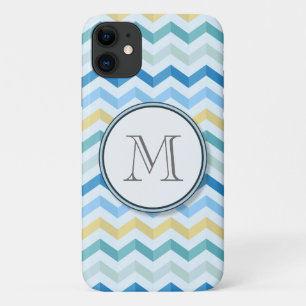 Funda Para iPhone 11 Tiras de Chevron con monograma redondo