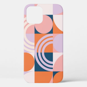 Funda Para iPhone 12 Tiras de Círculos de Mediano Siglo: Patrón Geométr