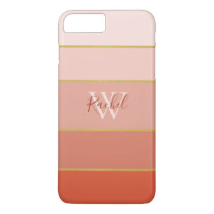 Funda Para iPhone 8 Plus/7 Plus Tiras de moda de color naranja con monograma