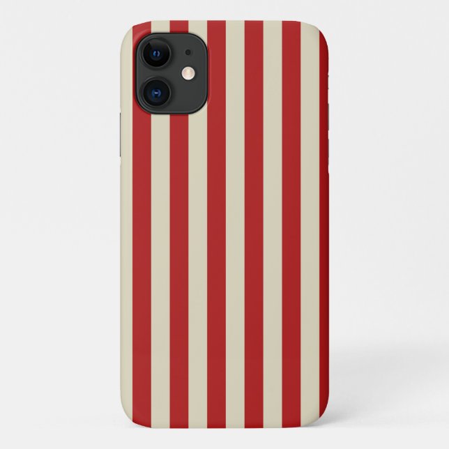 Funda De Case-Mate Para iPhone Tiras de palomitas verticales retro en rojo (Reverso)