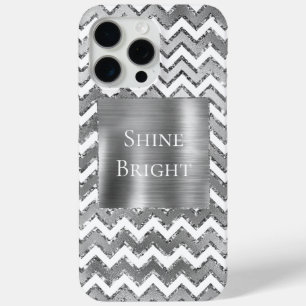 Funda Para iPhone 15 Pro Max Tiras de Zigzag Blanco Glam Silver