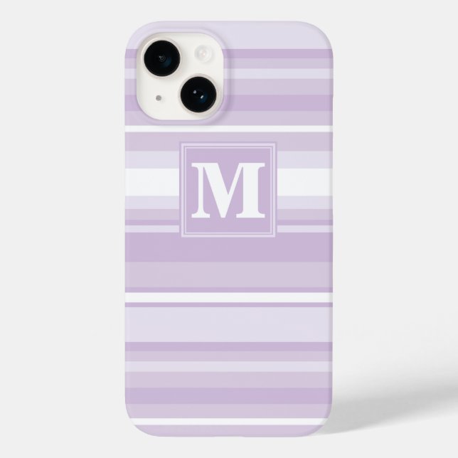 Funda De Case-Mate Para iPhone Tiras moradas monogramo (Reverso )
