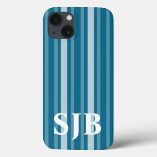 Funda Para iPhone 13 Tiras victorianas oscuras de Cerulean con monogram