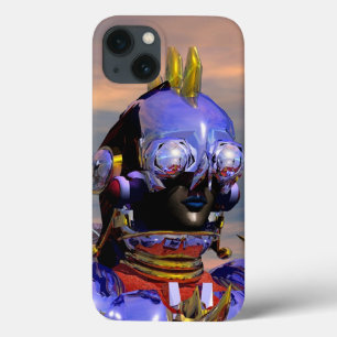 Funda Para iPhone 13 TITAN CYBORG PORTRAIT Ciencia Ficción Azul ,Scifi