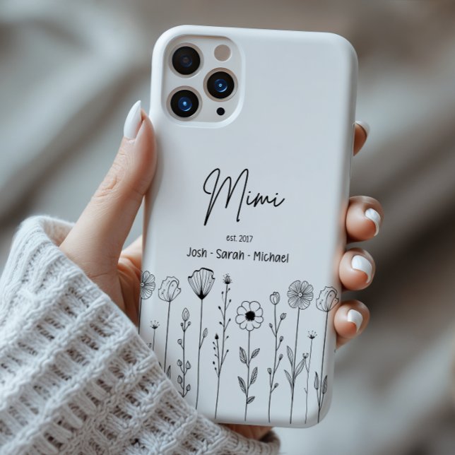 Funda De Case-Mate Para iPhone Título floral simple Nana Personalizado (Subido por el creador)