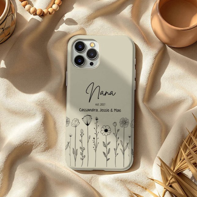 Funda De Case-Mate Para iPhone Título personalizado Nana Floral Simple (Subido por el creador)