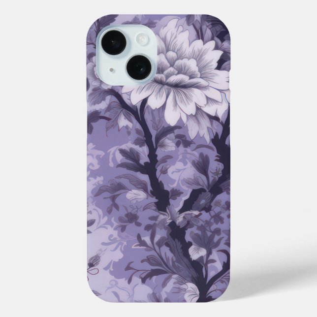 Funda De Case-Mate Para iPhone Toile de Fleur púrpura (Reverso )