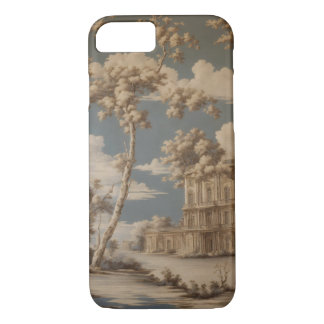 Funda Para iPhone 8/7 toile de jouy humo nouveau art deco silver flas
