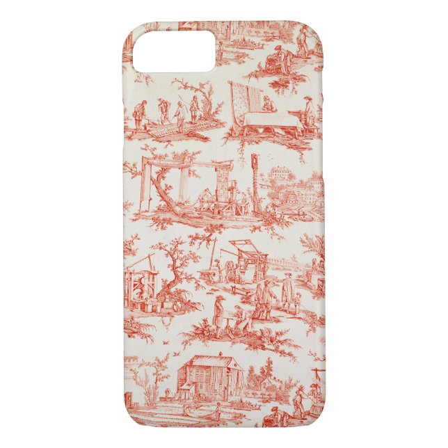 Funda De Case-Mate Para iPhone Toile de Jouy, ilustrando los procesos del manuf (Reverso)