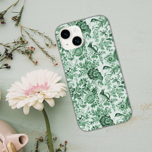 Funda Para iPhone 14 De Case-Mate Toile floral de Jouy de Pheasants Vintage verde