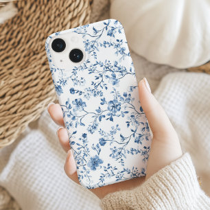 Funda Para iPhone 14 De Case-Mate Toile Floral Elegante Azul y Blanco Estilo Vintage