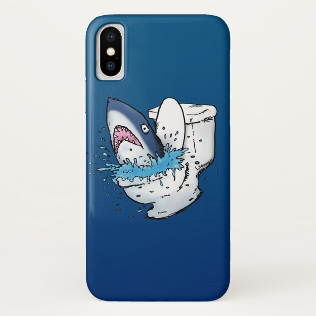 Funda De Case-Mate Para iPhone Toilet Shark Funny Blue Personalizado (Reverso)