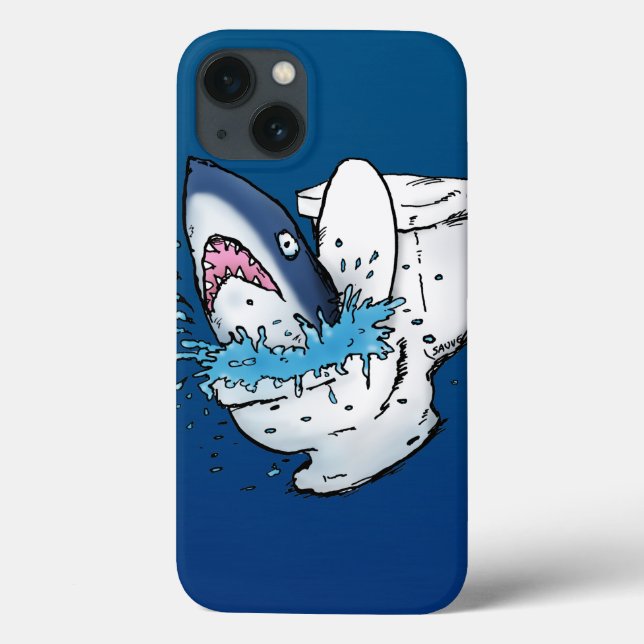 Funda De Case-Mate Para iPhone Toilet Shark Funny Blue Personalizado (Reverso)