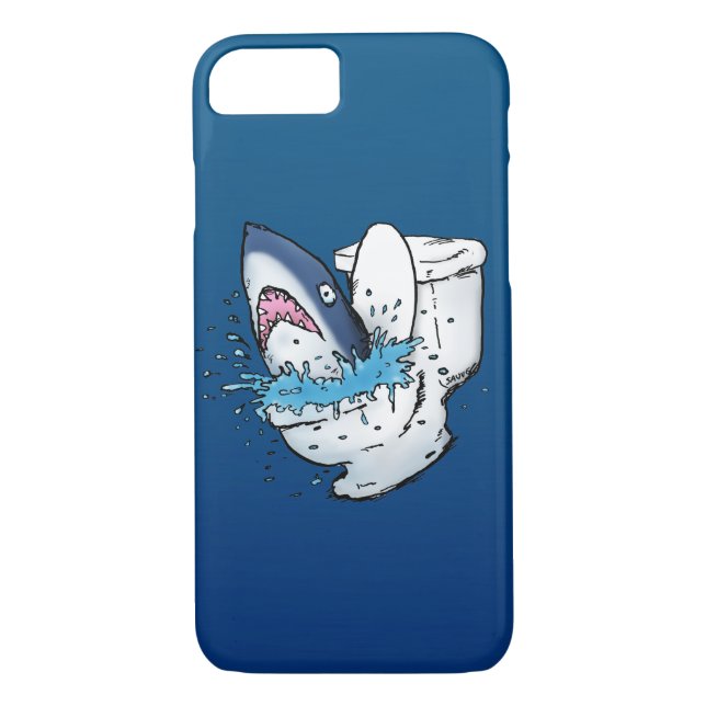 Funda De Case-Mate Para iPhone Toilet Shark Funny Personalizado azul iPhone 7 Fun (Reverso)