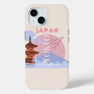 Funda Para iPhone 15 Tokio Japón: Arte de viajes, arte de viajes retro,