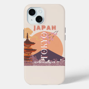Funda Para iPhone 15 Tokio Japón: Arte de viajes, arte de viajes vintag