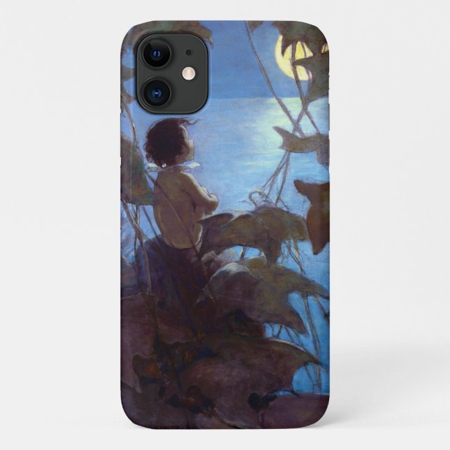 Funda De Case-Mate Para iPhone Tom viendo la luna, Jessie Willcox Smith (Reverso)