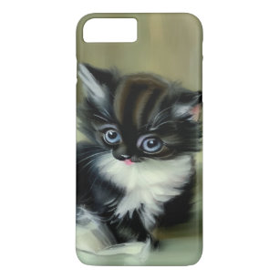 Funda Para iPhone 8 Plus/7 Plus Tonga de gatito blanco y negro vintage