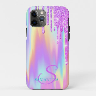 Funda Para iPhone 11 Pro Tono Violeta de Moda con Goteo de Brillo Ómbre Hol