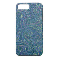 Tonos azules Patrón de tela de nata ornate paisley