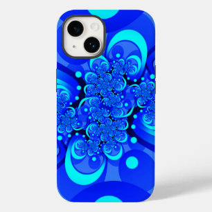 Funda Para iPhone 14 De Case-Mate Tonos de azul Arte fractal abstracto moderno