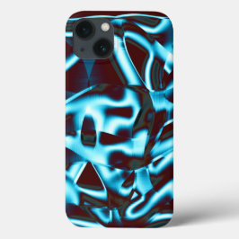 Funda Para iPhone 13 Tonos de cian claro en cintas abstractas y rojo os